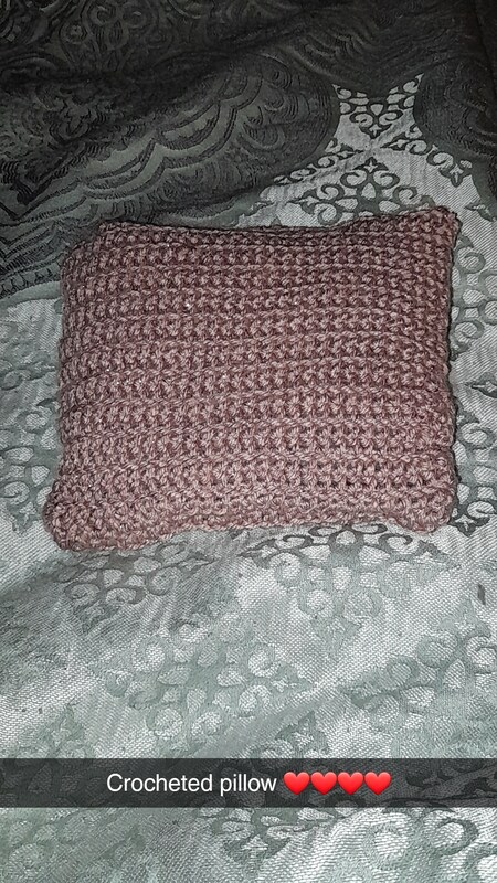 Small rosegold crocheted pillow